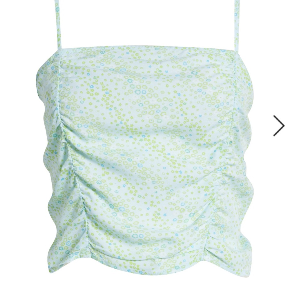 Ruched Crop Camisole In Blue G Minikimono Floral